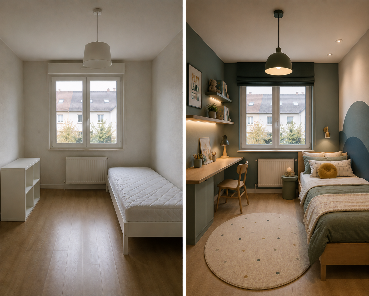 Chambre d'enfant — avant et après