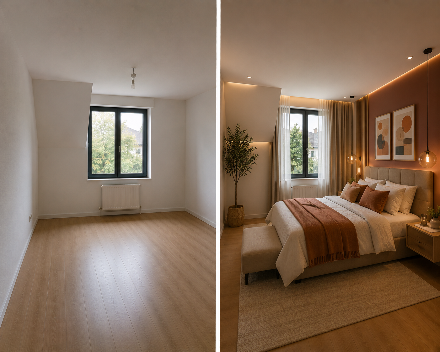 Chambre — avant et après