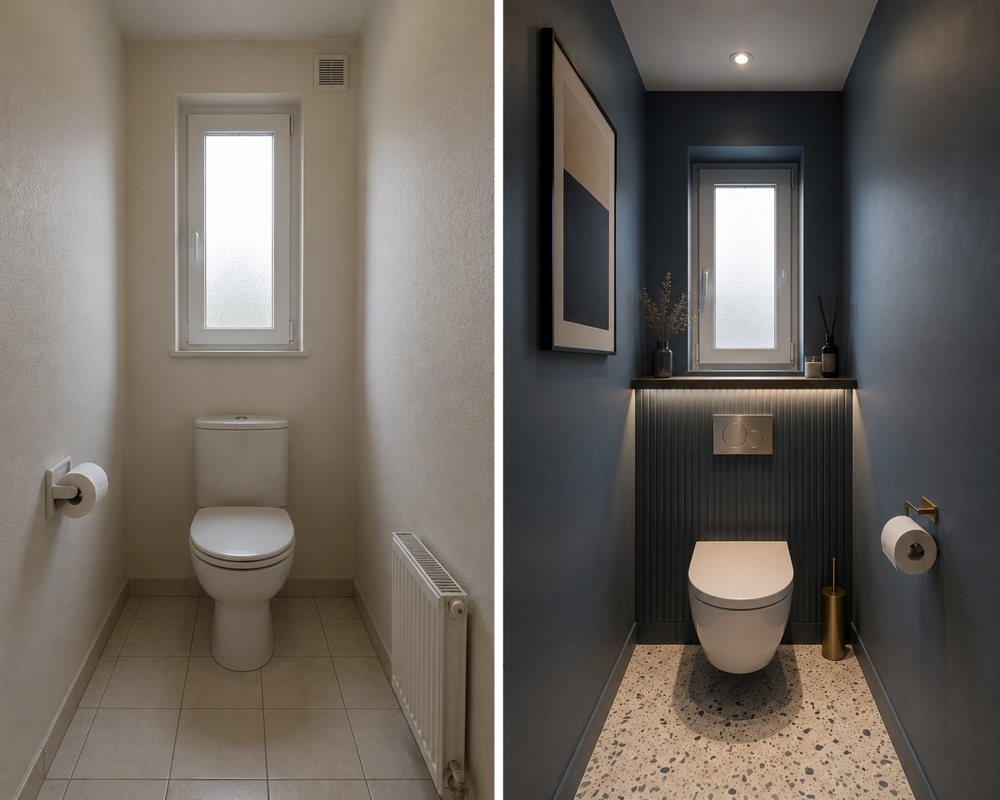 Toilette — avant et après