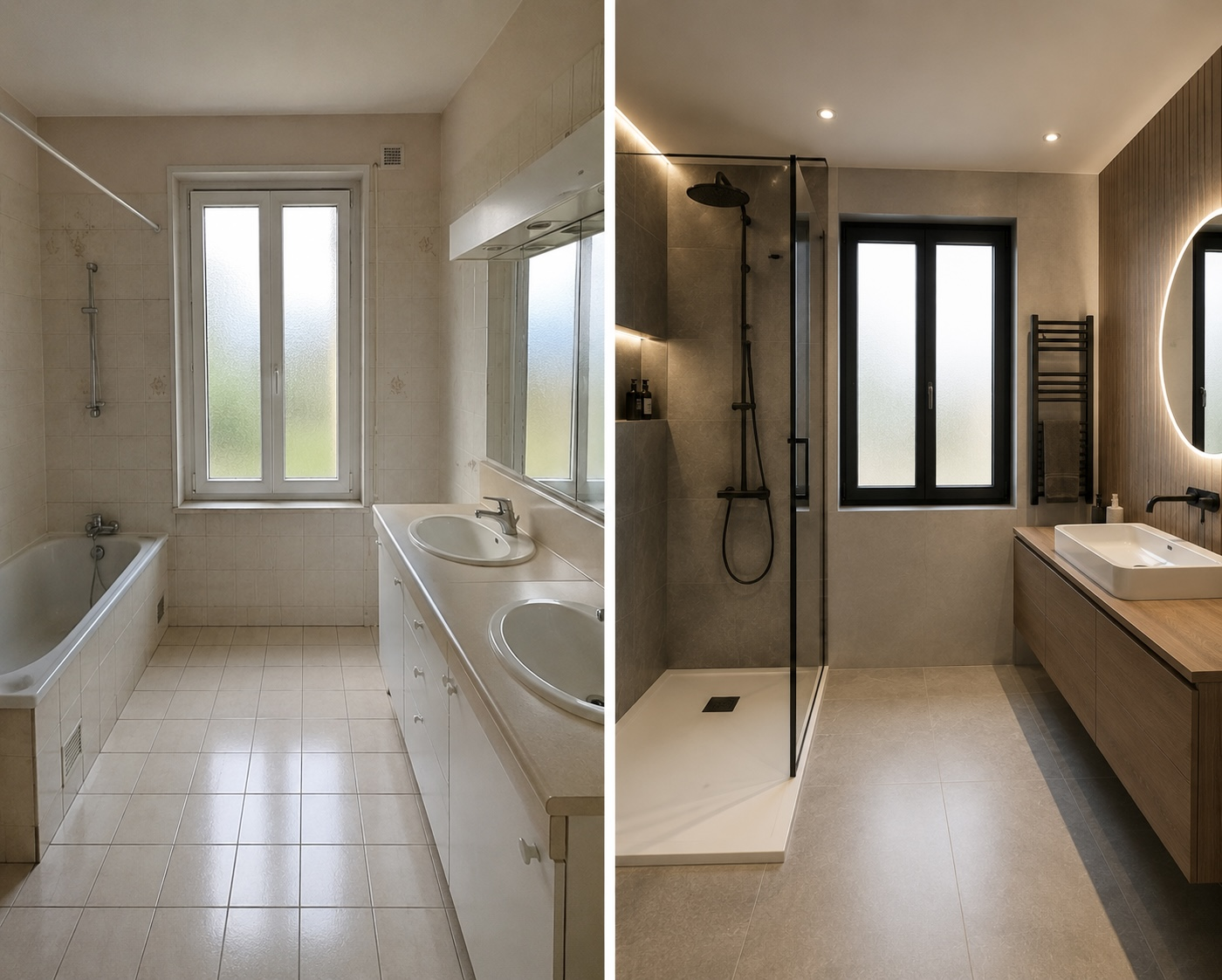 Salle de bain — avant et après