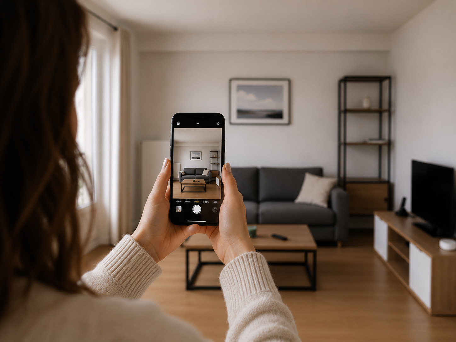 Salon pris en photo avec un smartphone